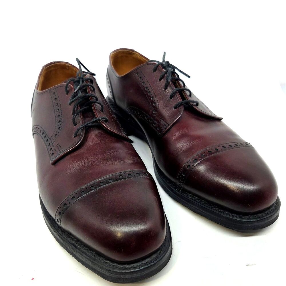 Allen Edmonds Mens Vintage Mahogany Leather Cap Toe Derby Shoes Size US 8 1/2 D